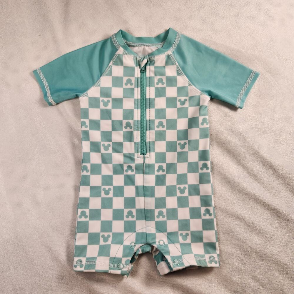 Disney Baby Mickey Mouse One-Piece Checkered Swimsuit - 6 months